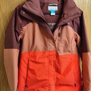 Columbia Women's Colorblock Ski Jacket - Burgundy/Peach/Orange